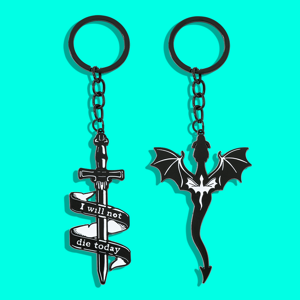 Men Accessories Pendant - 포서드 윙 블랙 드래곤 키체인 펜던트
