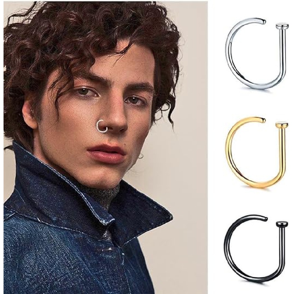 Men Accessories Pack - 4개입 무피어싱 D형 코링, 가짜 코커프,