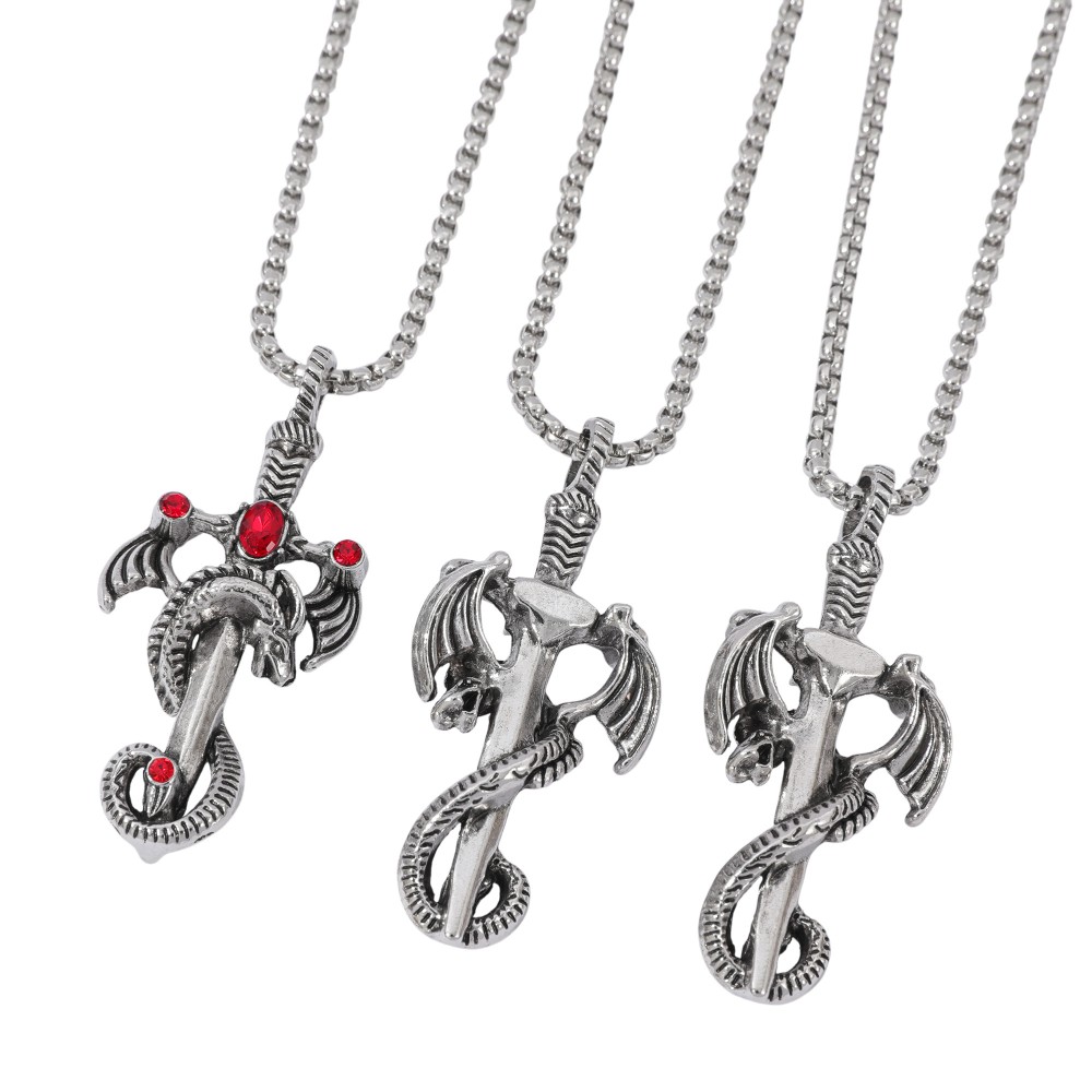 남성용 레트로 멀티컬러 젬 드래곤 소드 합금 목걸이,  - Men Accessories Necklace 리뷰 및 가격