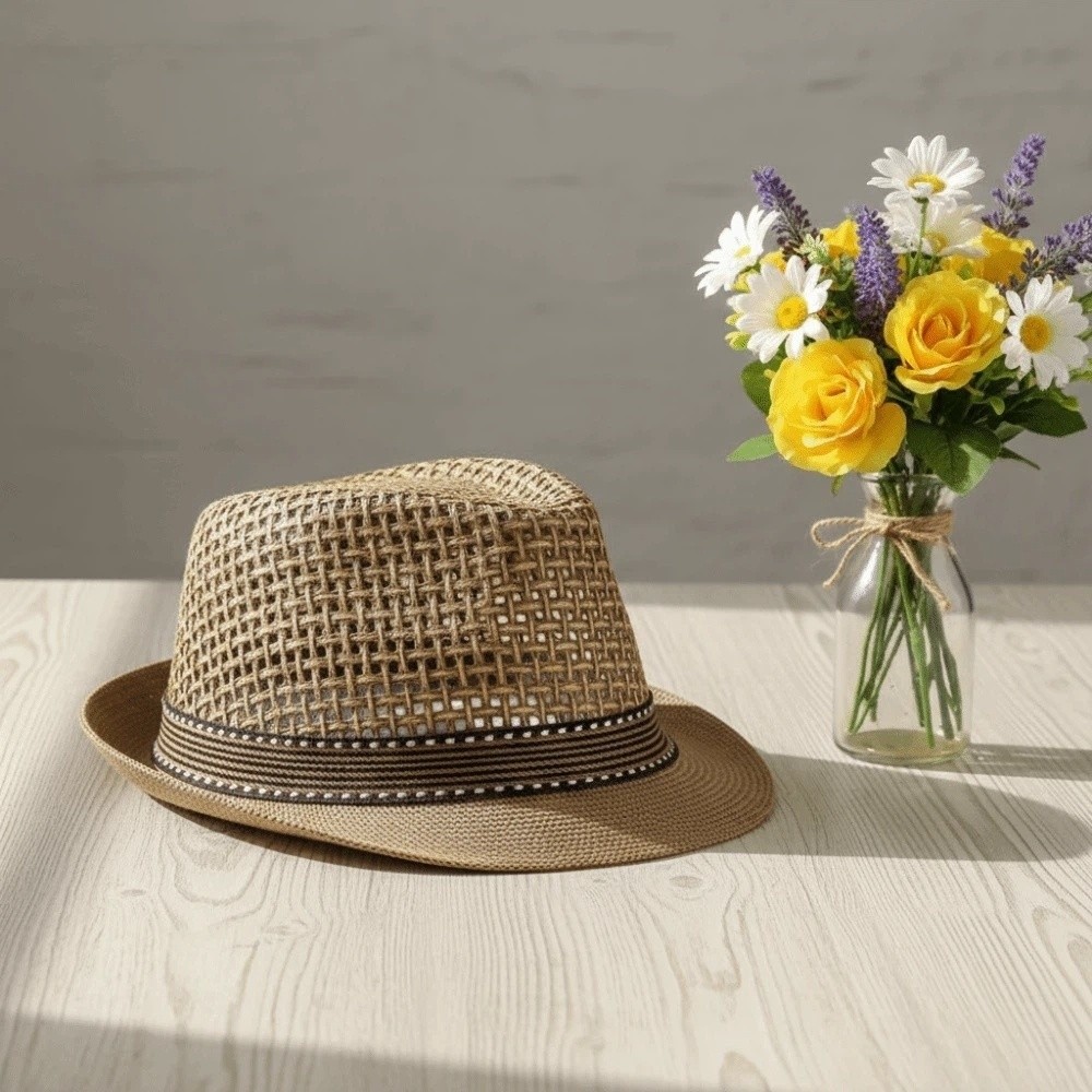 짧은 챙 남성용 파나마 모자 통기성 있는 속이 빈 밀짚 - Men'S Accessories Designer 리뷰 및 가격