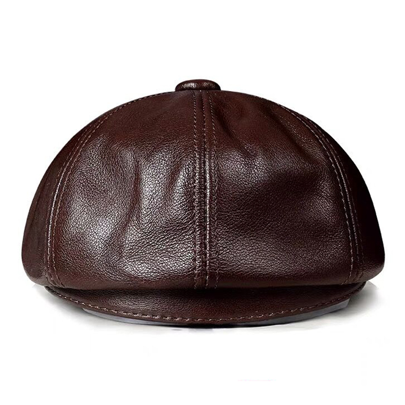 봄 새로운 정품 가죽 모자 모자 소 가죽 베레모 따뜻한 - Men Accessories Brand 리뷰 및 가격