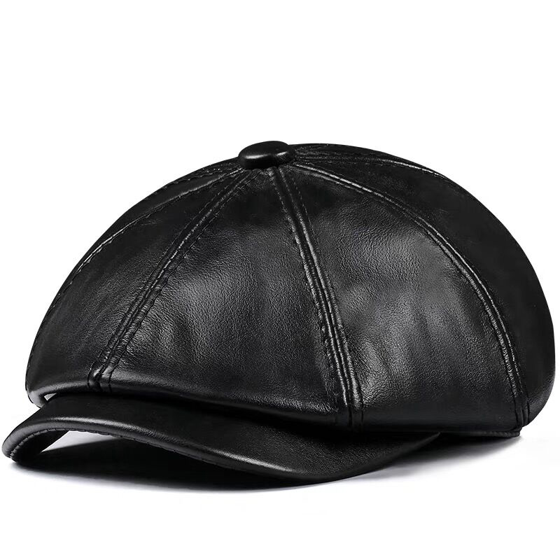 봄 새로운 정품 가죽 모자 모자 소 가죽 베레모 따뜻한 - Men Accessories Brand 리뷰 및 가격