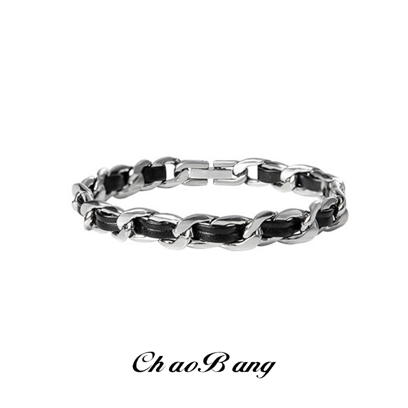 남성용 트렌디 티타늄 스틸 가죽 팔찌 독특한 디자인 하 - Men'S Accessories High End 리뷰 및 가격