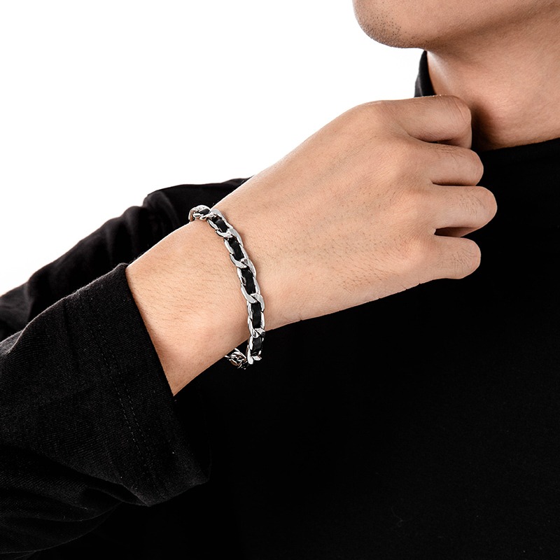 남성용 트렌디 티타늄 스틸 가죽 팔찌 독특한 디자인 하 - Men'S Accessories High End 리뷰 및 가격