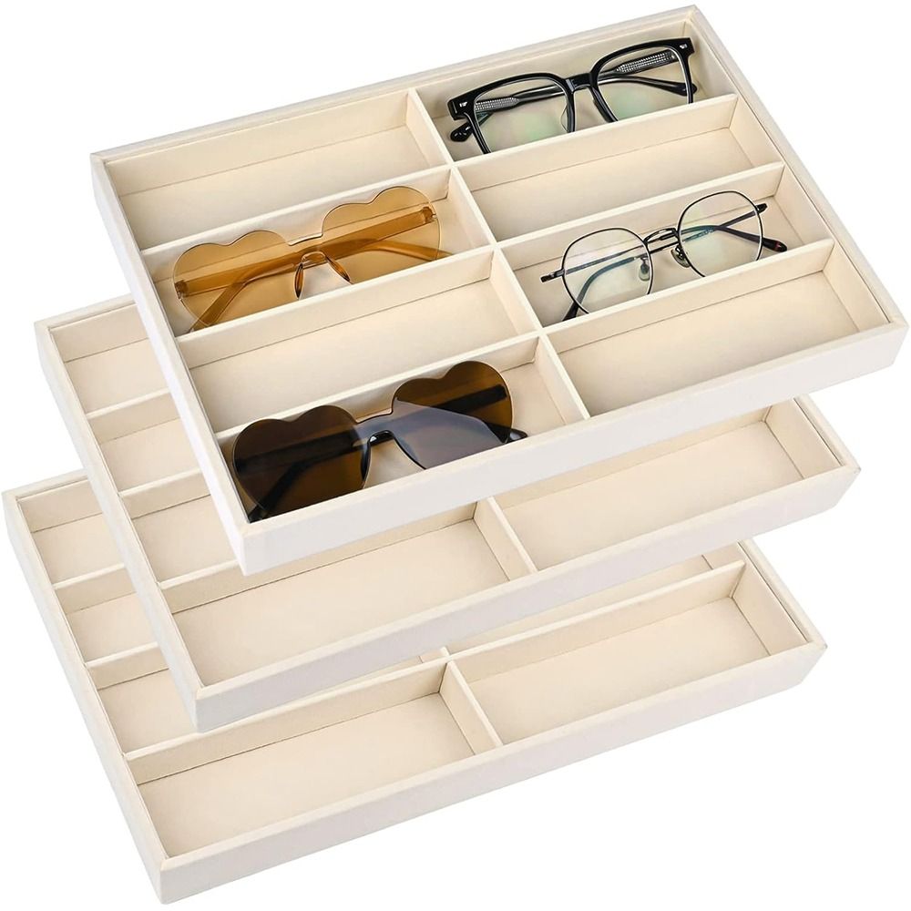 베이지 그레이 선글라스 정리함, 쌓을 수 있는 벨벳 안 - Men'S Accessories Organizer Tray 리뷰 및 가격