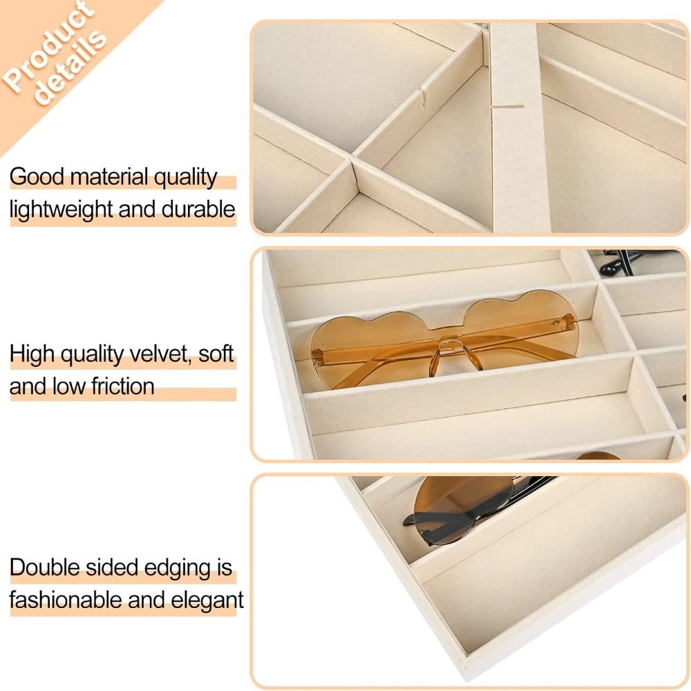 베이지 그레이 선글라스 정리함, 쌓을 수 있는 벨벳 안 - Men'S Accessories Organizer Tray 리뷰 및 가격